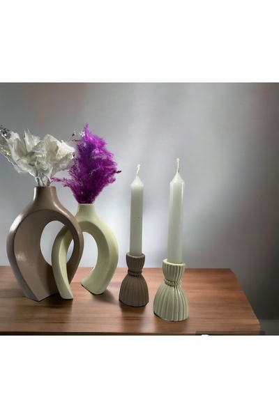 BLANJ HoBinCaN Tasarım sarmaşık sevgili vazo, şamdan mumluklu set 22x16&17x14