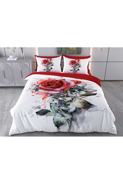 BEYZADE HOME طقم غطاء لحاف مزدوج ثلاثي الأبعاد مكون من 6 قطع مطلية بالورد