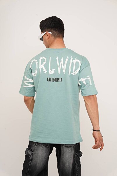 Est Estola Ανδρικό Oversize California 100% βαμβακερό ύφασμα με χοντρή υφή Crew Neck