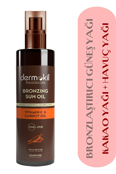 Dermokil Bronzlaştırıcı Güneş Yağı 200 ml - UVA UVB - Havuç Yağı ve Hindistan...