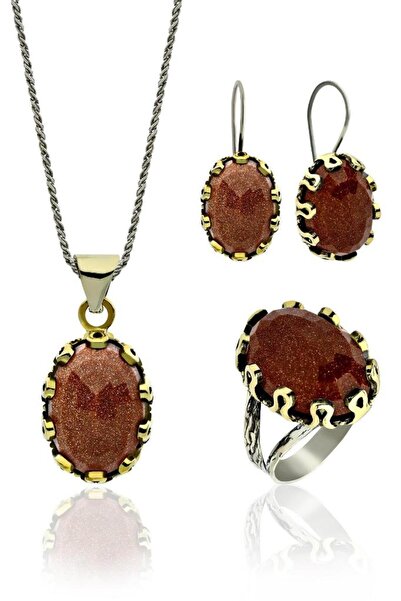 Roza Silver Yıldız Taşlı Otantik Gümüş Kadın Set