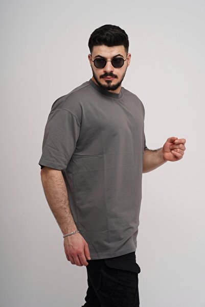 Est Estola Ανδρικό υπερμεγέθη Basic απλό μπλουζάκι 100% βαμβακερό ύφασμα με λαιμόκοψη