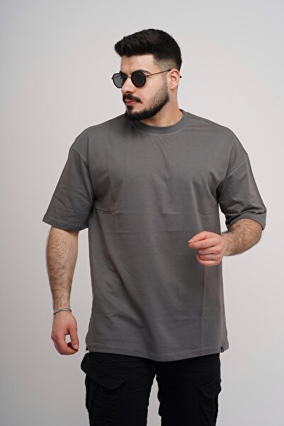 Est Estola Ανδρικό υπερμεγέθη Basic απλό μπλουζάκι 100% βαμβακερό ύφασμα με λαιμόκοψη