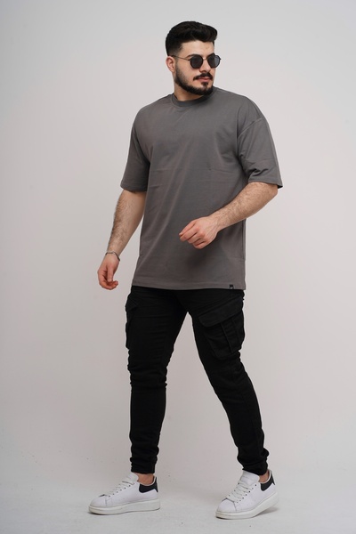 Est Estola Ανδρικό υπερμεγέθη Basic απλό μπλουζάκι 100% βαμβακερό ύφασμα με λαιμόκοψη