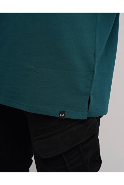 Est Estola Ανδρικό μπλουζάκι με λαιμόκοψη σε μεγάλο μέγεθος - 100% βαμβάκι, χοντρή υφή