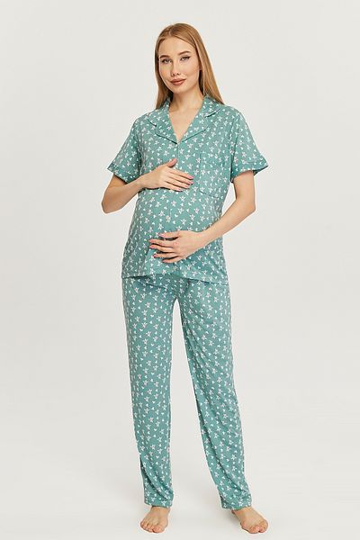 LİKAPA Likapa Maternity and Maternity Short Sleeve Pajama Set - 100% Cotton