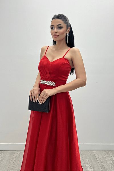 giyimmasalı Organza Dalya Fabric Princess Dress - RED
