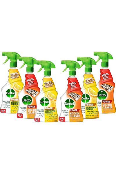 Dettol All Purpose Spray Lemon 500mlx3 Kitchen Cleaner Orange 500mlx3