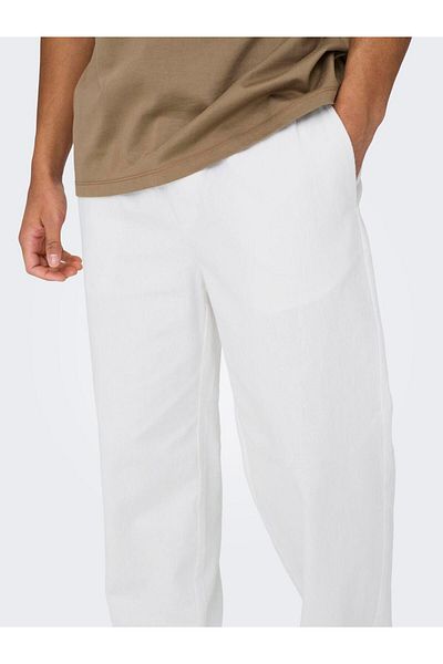 Only & Sons Men's Loose Cut Linen Trousers -22028267