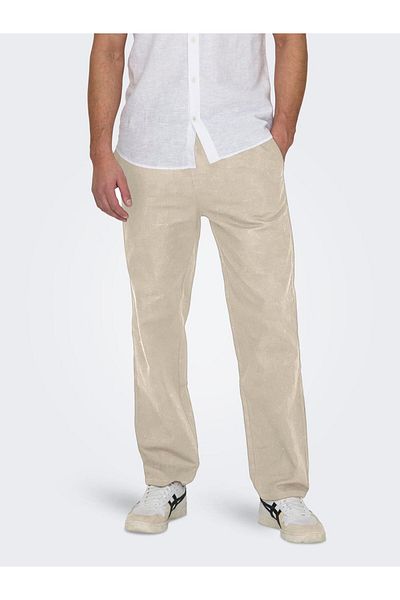 Only & Sons Men's Loose Cut Linen Trousers -22028267