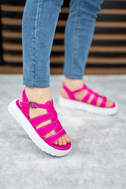 Weynes Fuchsia High Sole - Comfortable Women's Sandals with Strap Detail WSB0946