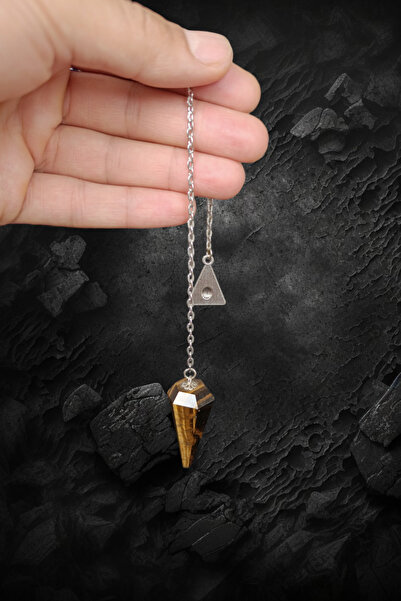 MGA DOĞAL TAŞ Kaplan Gözü Pandül Sarkaç Doğal Orijinal Gerçek Taş Büyük model...