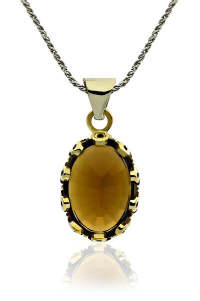 Erdobia Sitrin Taşlı Otantik Gümüş Kadın Kolye