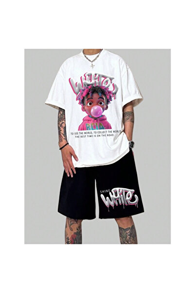 bellanova Σετ σορτς 1 ποιότητας λευκό μαύρο εμπριμέ