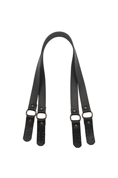 angel çanta aksesuar Angel Faux Leather Double Handle Black Bag - Ancient Metal Haled Four Model