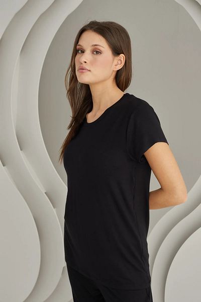 NBB 100% viscoză, sutien, mânecă scurtă, set de pijamale pentru femei, negru