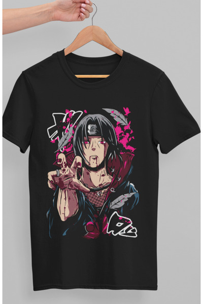 Fuddy Moda Tricou oversize cu imprimeu Itachi Uchiha, tricou unisex cu imprim...