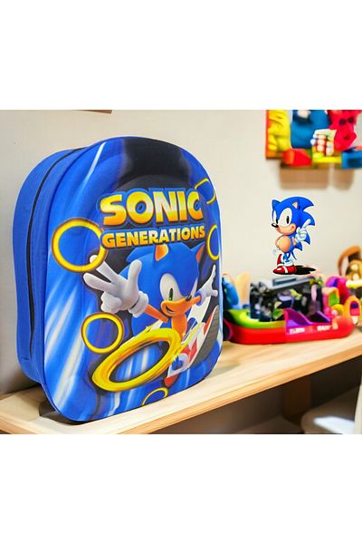 Shopiolog Sonic 3D Embossed Kindergarten Nursery and Daily Use Bag Backpack 2-6 Years