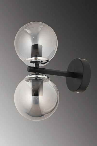 avimonaydınlatma Chakra 2-Piece Smoked Globe Glass Modern Black Applique