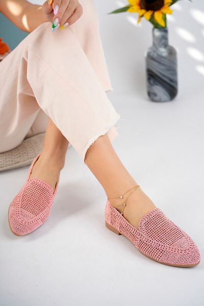 StWenn Pantofi de balerina tricotati dama Pantofi dama Pantofi de zi cu zi Pantofi de mama pudra