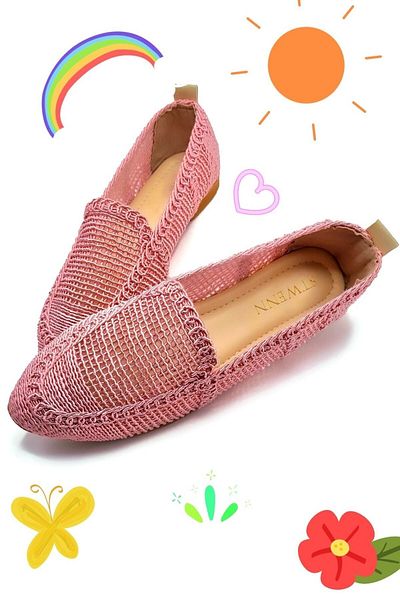 StWenn Pantofi de balerina tricotati dama Pantofi dama Pantofi de zi cu zi Pantofi de mama pudra