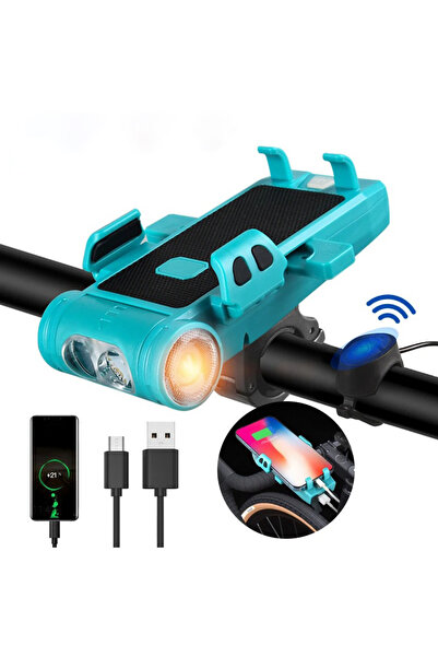 TechTic 5in1 Bisiklet Feneri Şarjlı Telefon Tutucu+Korna +Sis Farı 3500 Mah P...