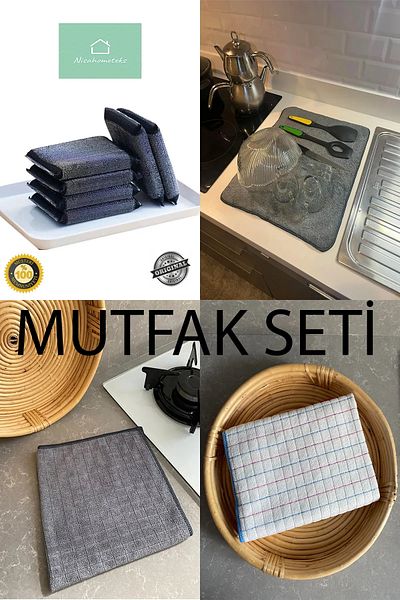 Emir-AYDIN Kitchen Cleaning Set - Dish Sponge, Washcloth and Dish Mat