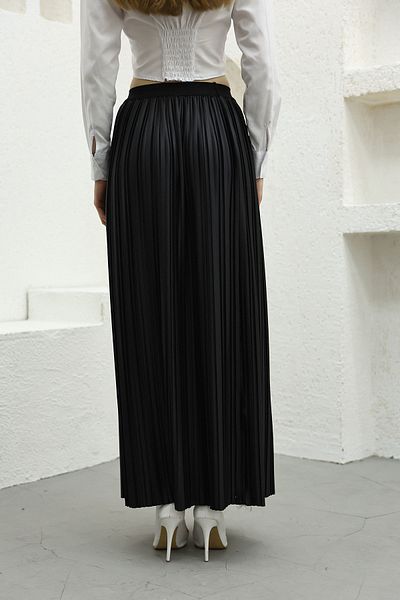 İKLİM LİFE Women's Pleated Long Skirt Black