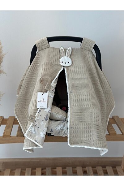 MAMARADUGA Çift Taraflı Puset Örtüsü Puset Minderi Puset Çarşafı 3'lü Set Bej...