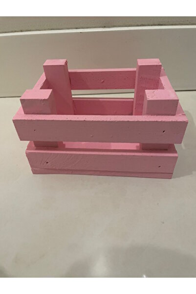 Kenpool Ahşap Kasa Raf Çiçeklik Renkli Mini Kasa Pembe 11,5cm * 15,5 Cm.* 8 Cm