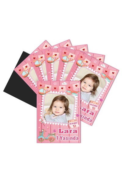 Elara Tasarım 1 Yaş Kişiye Özel Doğum Günü Magnet Hediye 6x9 18 Adet Poşetli