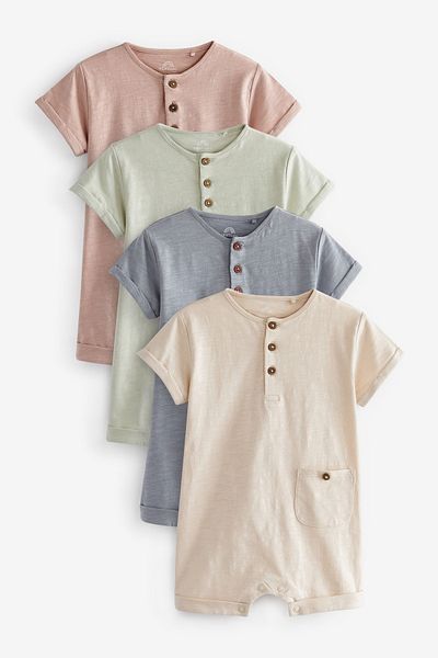 Next Baby Pastel Colored 4-Piece Romper Set - 100% Cotton