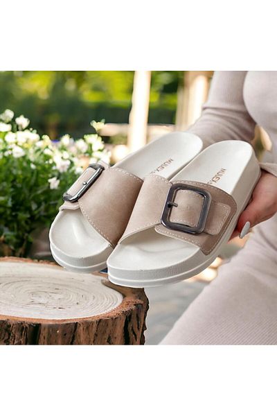 Hızlı Al Women's Extra Comfortable Non-Slip Sole Comfort Single Buckle Daily Slippers