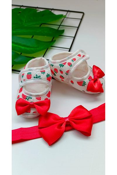 Bilge Trend Strawberry Patterned Bow and Bandana Set - Shoe Bandana