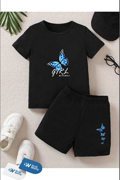 SİNSER TEKS Комплект с тениска и шорти с принт „GIRL BLUE BUTTERFLY“ за момче...