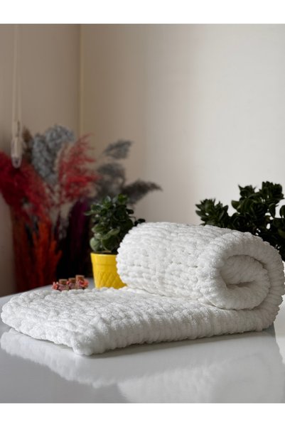STARRYSTORE El Örgü Puffy Bebek Battaniye 90x90 cm