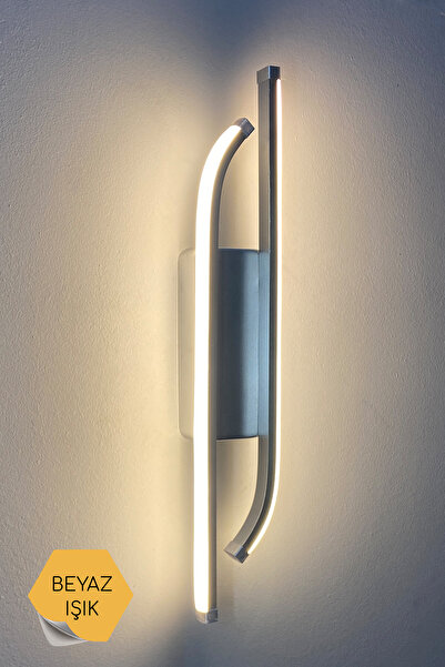 asva aydınlatma Krom Laura Modern Beyaz Ledli Duvar Aplik