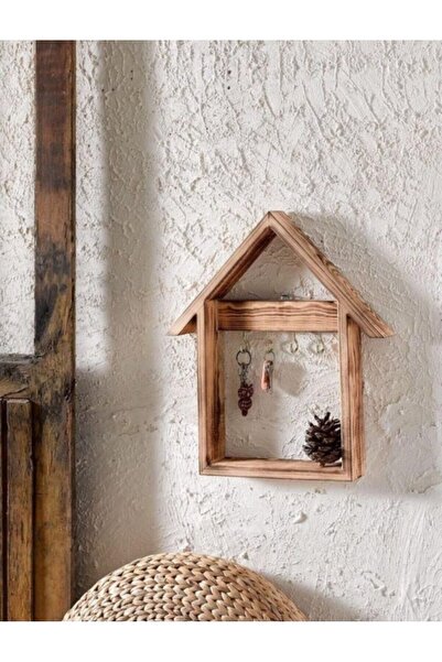 ViraHome Doğal Ahşap Ev Model Anahtarlık Anahtar Askısı Kapı Önü Askılık