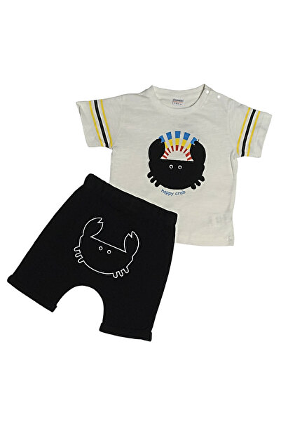 Comix Life Baby Boy Happy Crab Embroidered Embroidered Set of 2