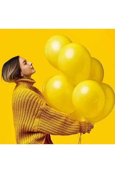 Kuzey VIP 100 PCS SHINY METALLIC YELLOW BALLOON VIP QUALITY SHINY METALLIC YELLOW BALLOON HELIUM GAS COMPATIBLE