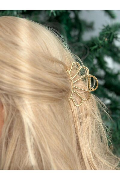 QUEEN AKSESUAR Trend Fashion - Giant Large Metal Oyster, Gold Gold Fan, Women's Children's Buckle Latch Clip