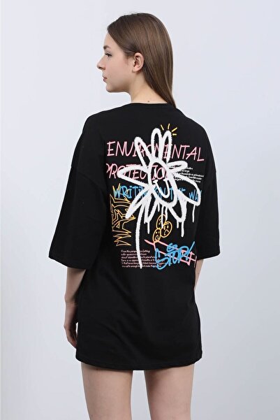 CONSTRAİN GİYİMİXTR Tricou cu imprimeu Stop & Flower față/spate