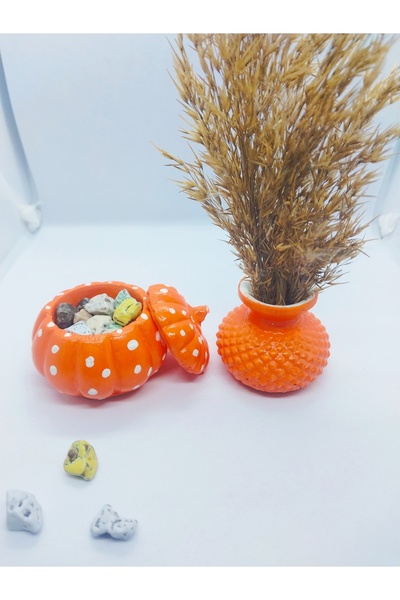 Handmade Lokumluk ve vazo 2li set sekerlik set balkabagi lokumluk mini vazo ve sekerlik