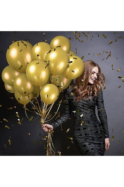 Kuzey VIP 100 PCS SHINY METALLIC GOLD BALLOON VIP QUALITY GLOSS METALLIC GOLD BALLOON HELIUM GAS COMPATIBLE