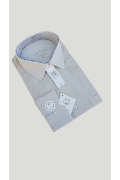 Ünal Giyim Men's Shirt - Classic Fit, Single Pocket, Long Sleeve, Solid Color, Terikoton