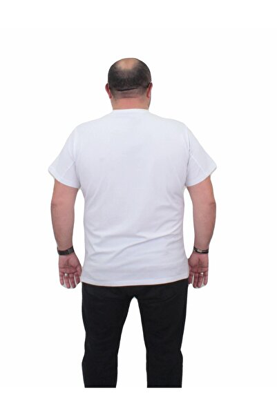 MocGrande Motor City 24141 WHITE - Ανδρικό μπλουζάκι με λαιμόκοψη μεγάλου μεγέθους