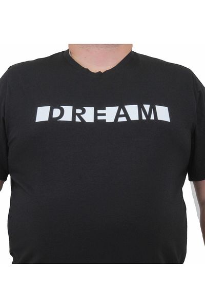 MocGrande Men's Large Size T-Shirt - Crew Neck, Dream 24140, BLACK