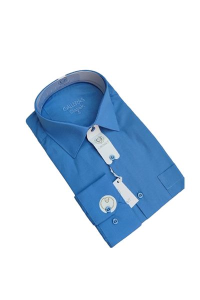 Ünal Giyim Men's Shirt - Classic Fit, Single Pocket, Long Sleeve, Solid Color, Terikoton