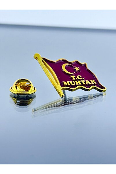 Kuyumcudan Muhtar Rozeti Bayrak Modeli 925 Ayar Gümüş