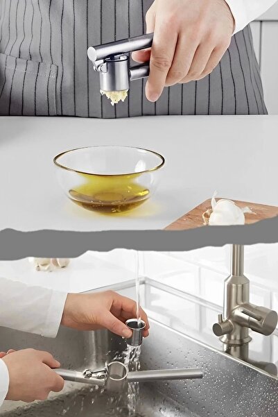 Rosemor مطحنة ثوم من الفولاذ المقاوم للصدأ من كونسيس، أداة ضغط الثوم ذات غرفة